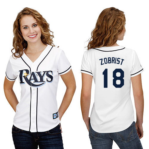 Ben Zobrist #18 mlb Jersey-Tampa Bay Rays Women's Authentic Home White Cool Base Baseball Jersey